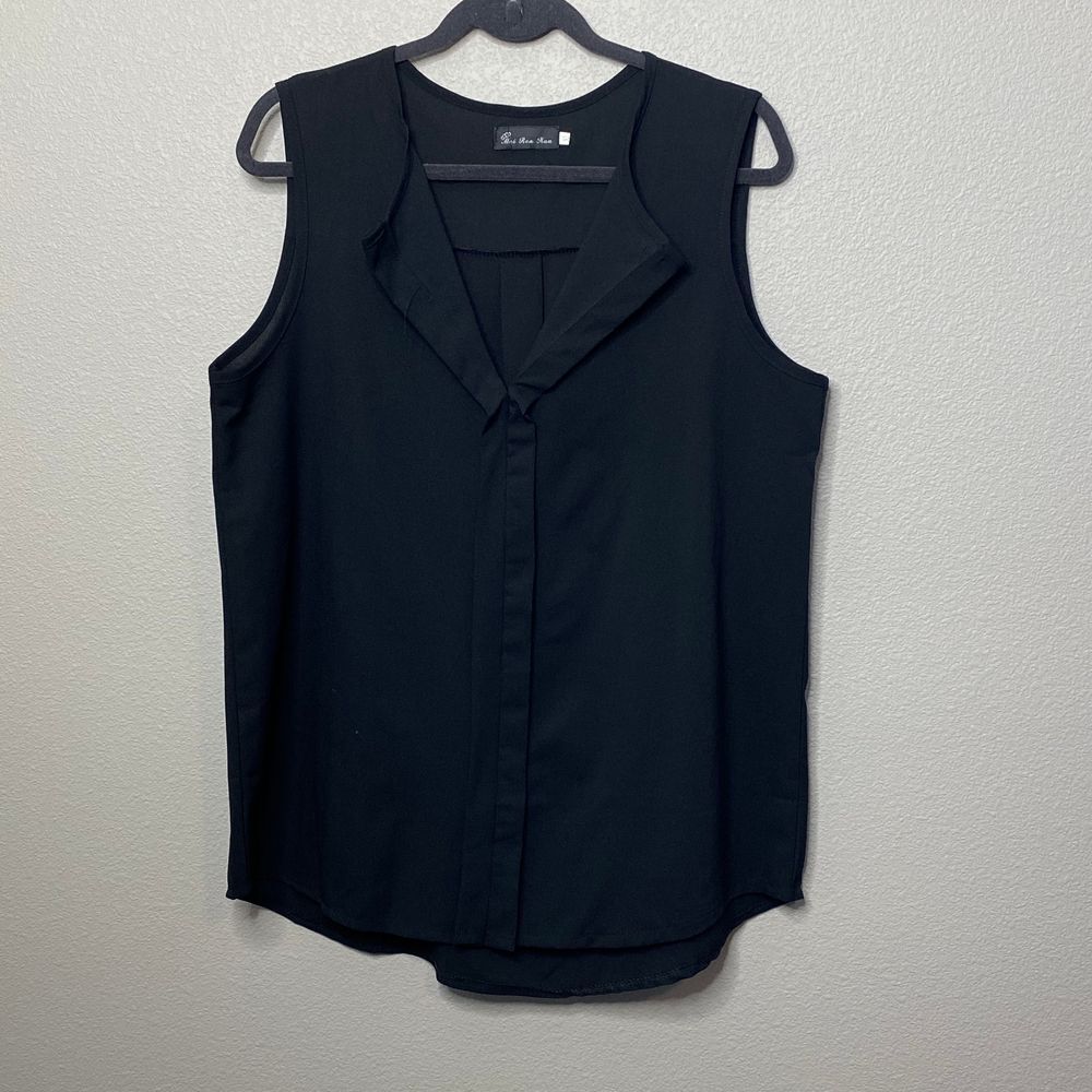 SHEIN Black V Neck Sleeveless Blouse XL‎